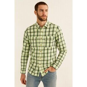 Abercrombie & Fitch Muscle Shirt Mens Large Green Black Plaid Flannel Vintage